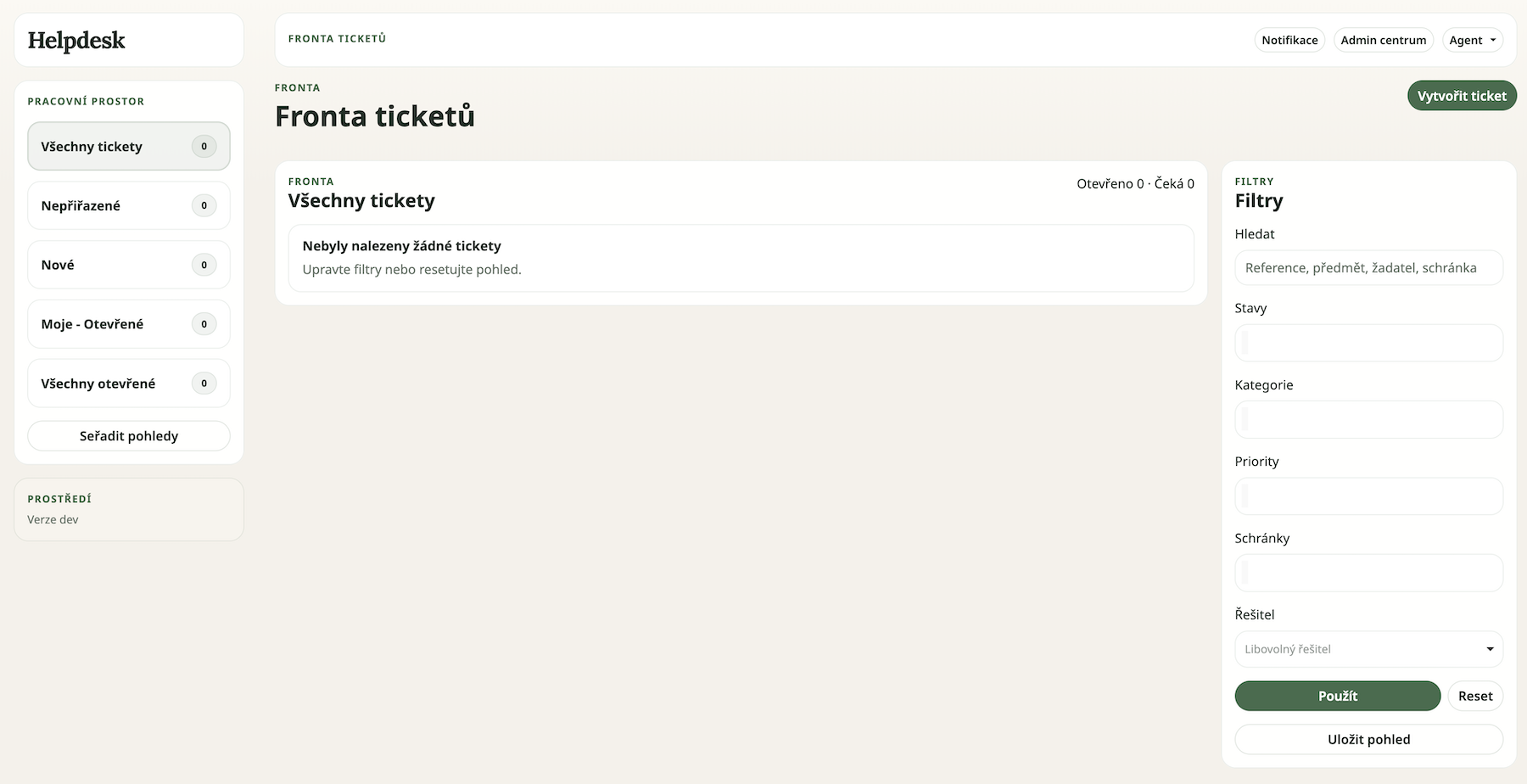 Direvio webová fronta ticketů