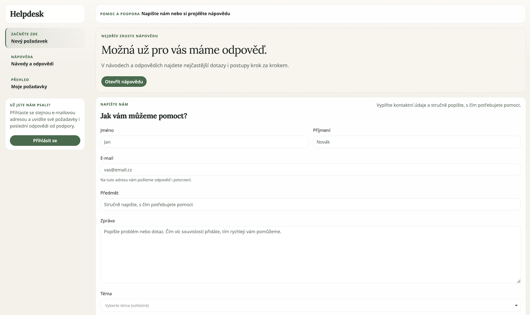 Direvio bezpečnostní a přístupová nastavení ve webové aplikaci